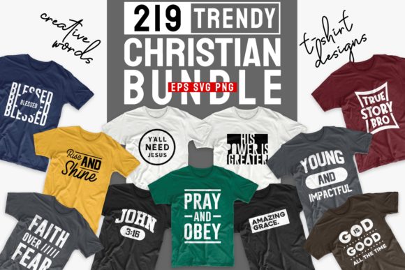 Christian T-Shirt Designs Bundle for Designers